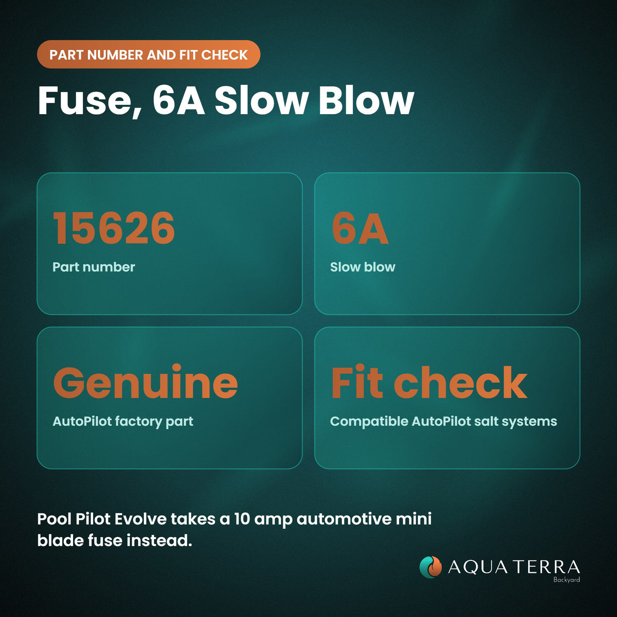 AutoPilot Fuse, 6A Slow Blow, 15626 part number, rating and fit check