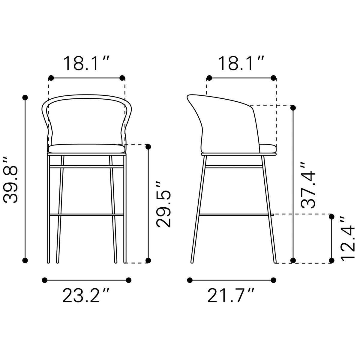 Freycinet Outdoor Patio Barstool, Set of 2, Natural