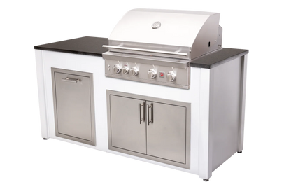 Patio Breeze six foot island in White Vein, grill at the right