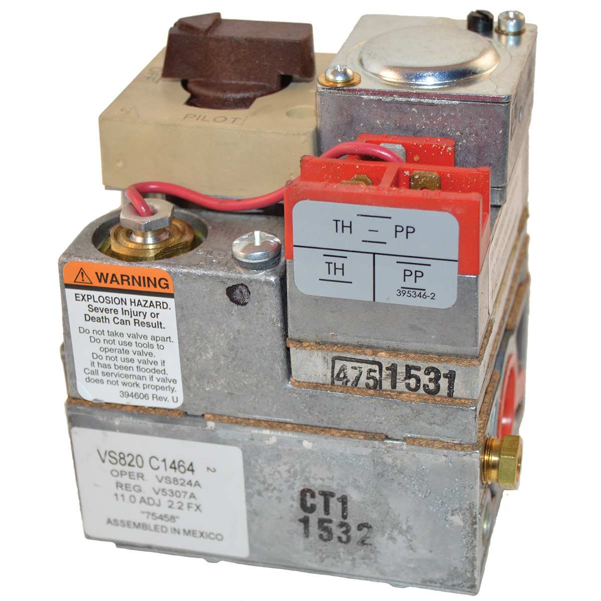 Pentair Propane Millivolt Gas Valve, VS820C, model 75458