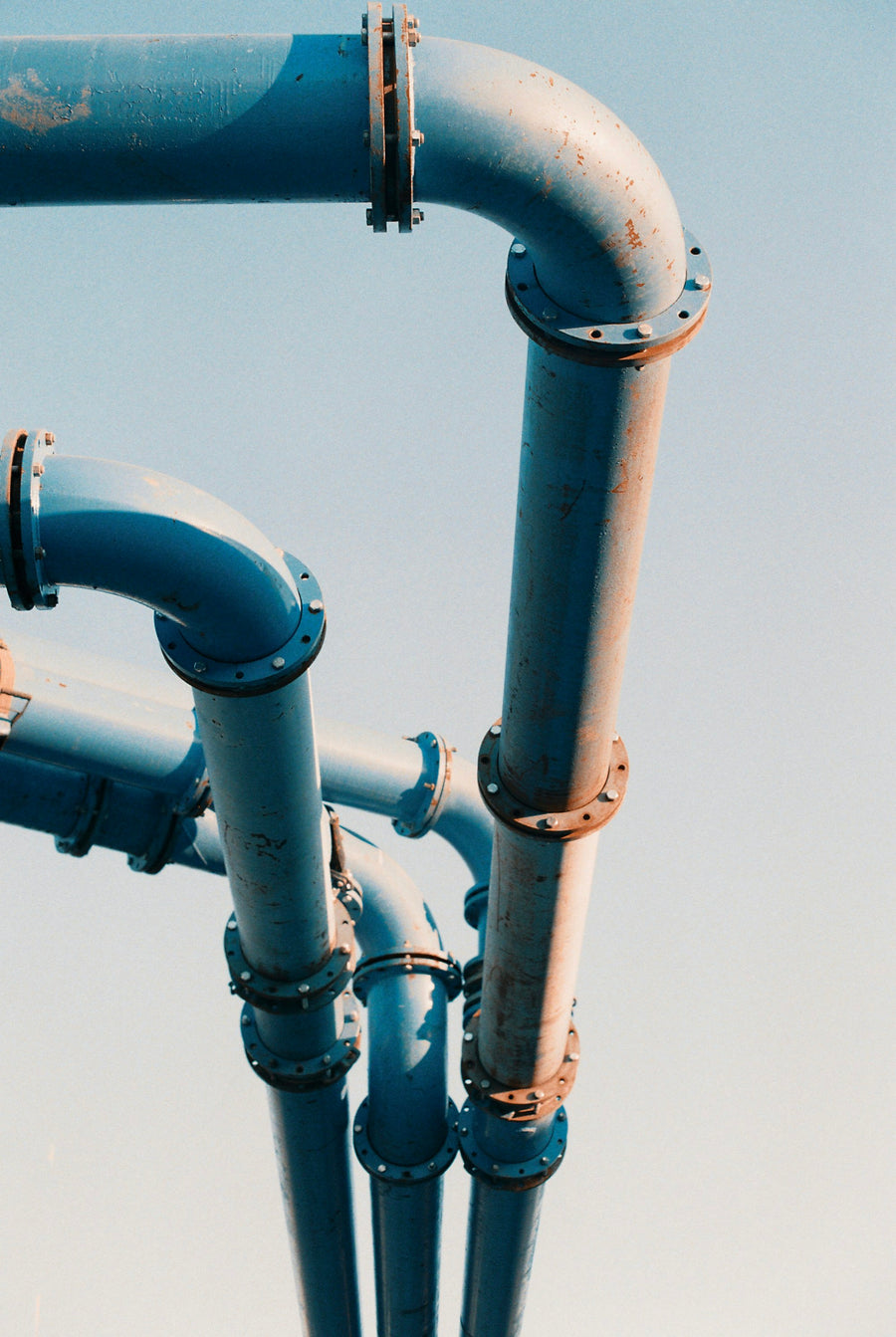 Blue and white pool pipe
