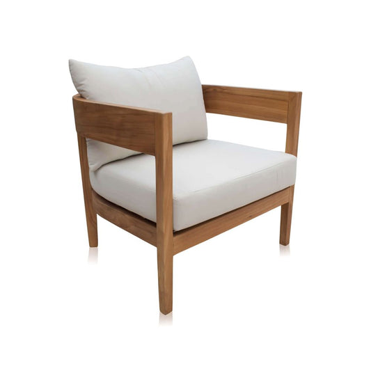 Panama Jack Bali Teak Collection Lounge Chair with Outdoor Beige Fabric | PJO-3601-NAT-LC