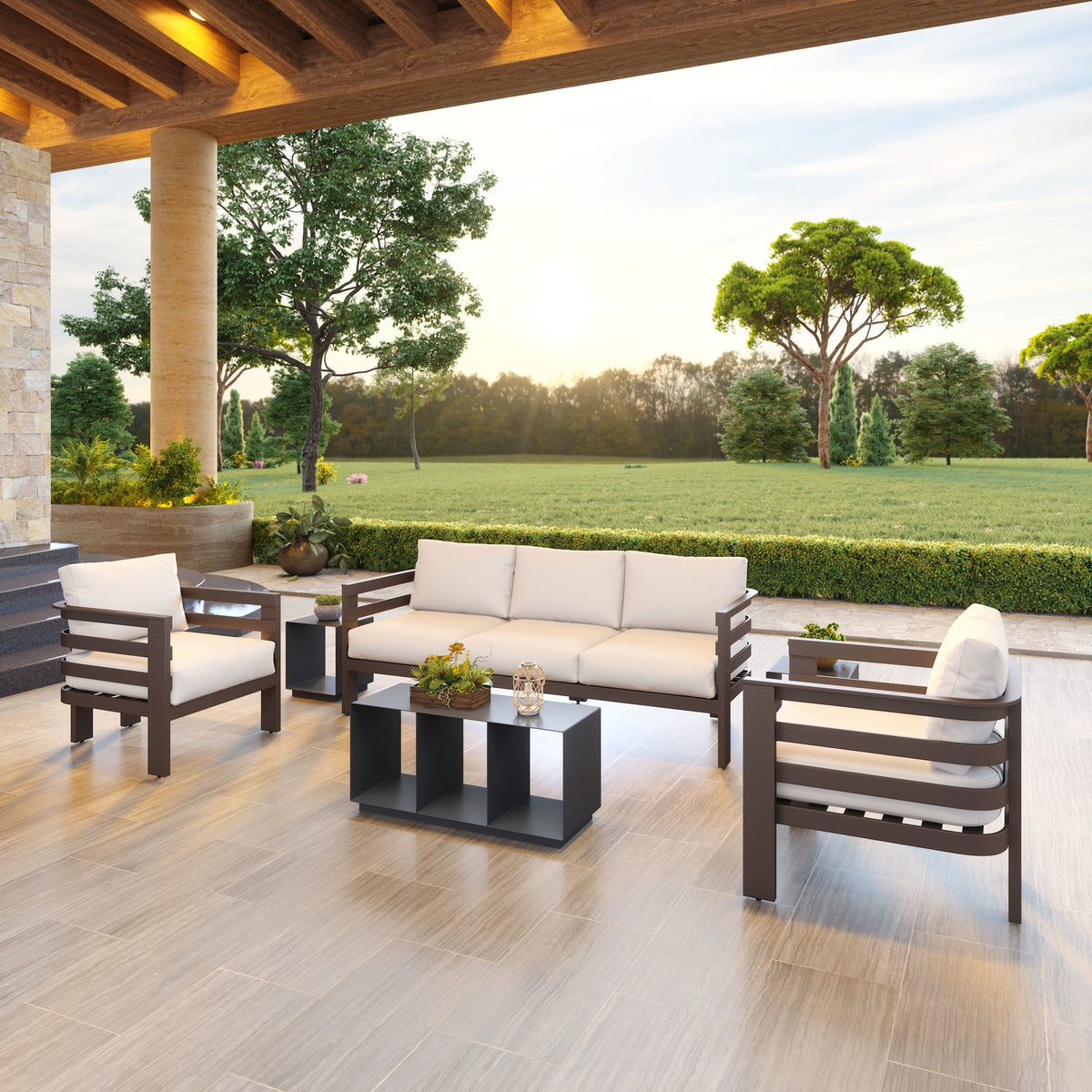 Kokos Outdoor Patio Coffee Table, Charcoal