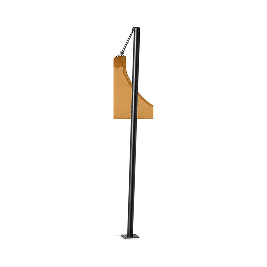 Tara Mod Shade Pro aluminum shade sail support pole at full height with a shade sail attached, shown on a white background