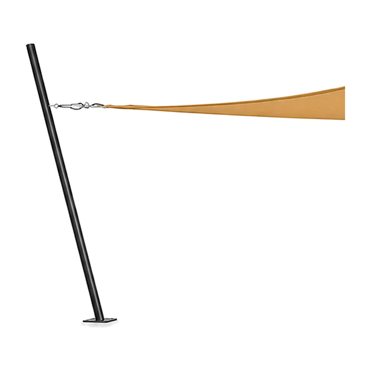 Tara Mod Shade Standard pole set at the leaning angle with a shade sail tension line running from its top