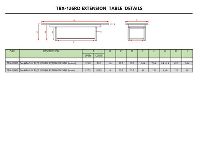 Anderson Teak Sahara 126" Rectangular Double Ext. Table