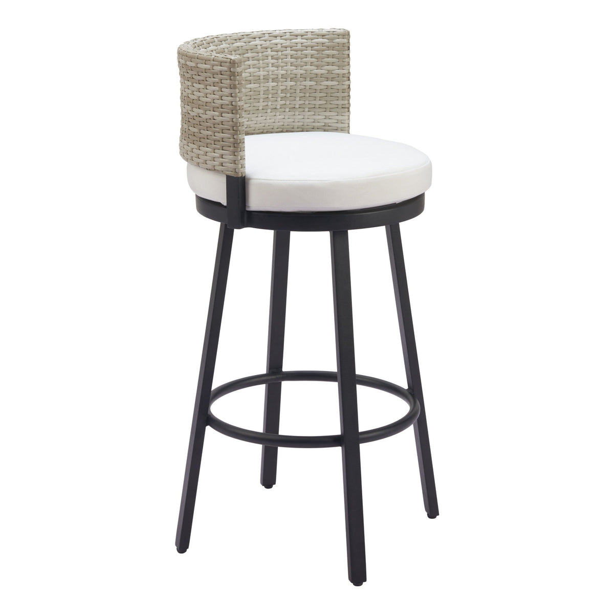 Midnight Wave Outdoor Patio Barstool, White