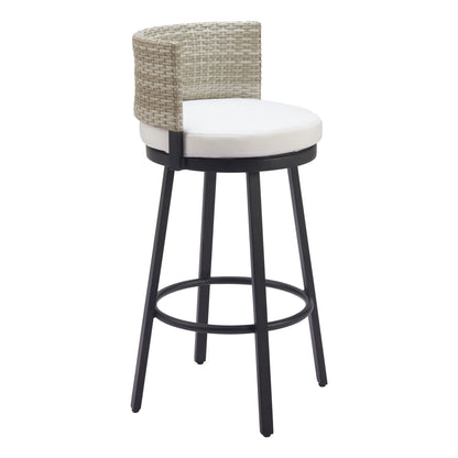 Midnight Wave Outdoor Patio Barstool, White