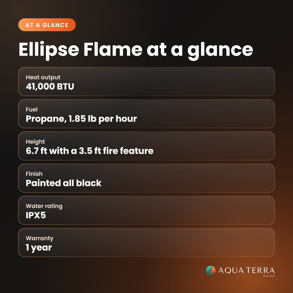 RADtec Ellipse Flame Patio Heater, 80 inch, 41,000 BTU, Propane, Black with Clear Glass, model 80-LLP-PT-HTR, view 3
