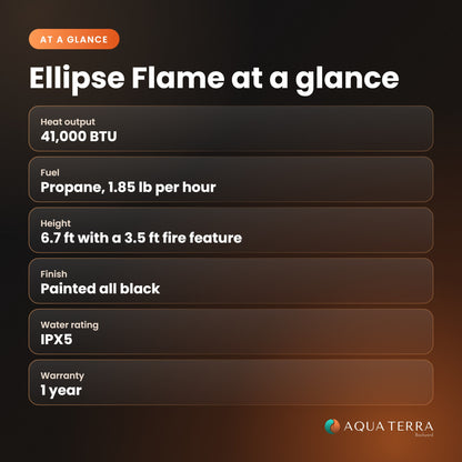 RADtec Ellipse Flame Patio Heater, 80 inch, 41,000 BTU, Propane, Black with Clear Glass, model 80-LLP-PT-HTR, view 3