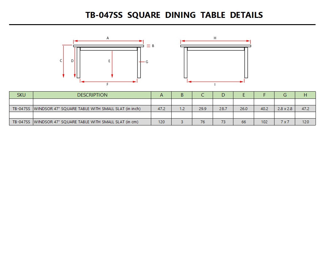 Anderson Teak Windsor 47" Square Dining Table