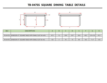 Anderson Teak Windsor 47" Square Dining Table