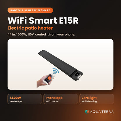 RADtec Zero Light WiFi Smart Electric Patio Heater, 44 inch, 1,500W, 110V, model 15R-WF-SMR-CNT, view 2