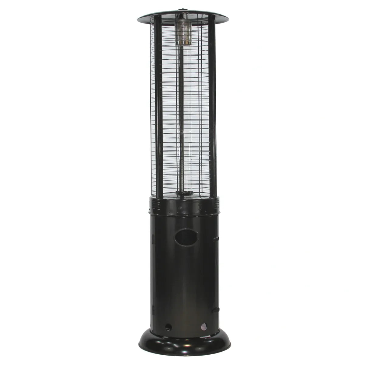 RADtec Ellipse Flame Patio Heater, 80 inch, 41,000 BTU, Propane, Black with Clear Glass, model 80-LLP-PT-HTR
