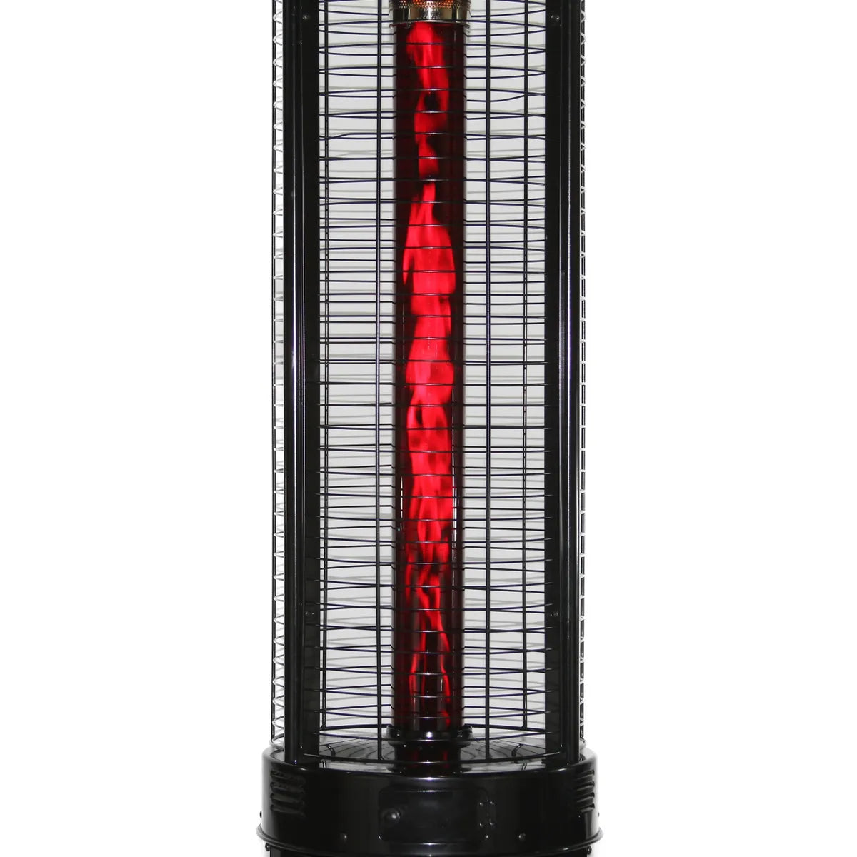 RADtec 80-inch Ellipse Flame Propane Patio Heater with ruby glass, black finish.