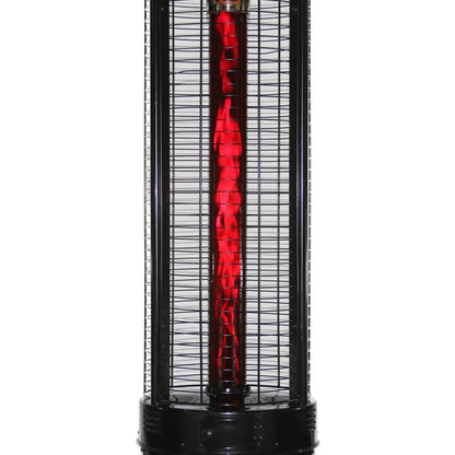 RADtec 80-inch Ellipse Flame Propane Patio Heater with ruby glass, black finish.