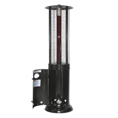 RADtec 80-inch Ellipse Flame Propane Patio Heater with ruby glass, black finish.