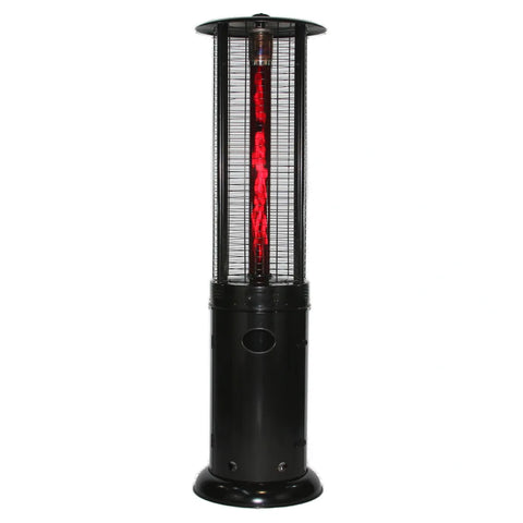 RADtec 80-inch Ellipse Flame Propane Patio Heater with ruby glass, black finish.