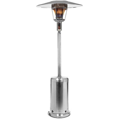 RADtec 96-inch stainless steel propane patio heater with real flame and 40,000 BTU output.