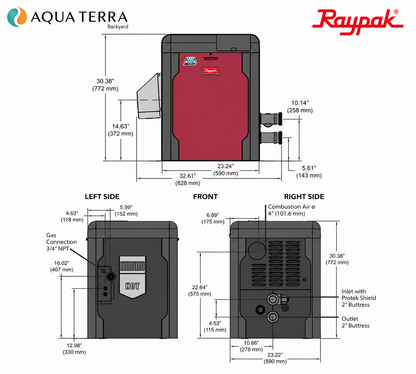 Raypak Avia P-R264A-EN-C 264k BTU Natural Gas Copper Pool Heater