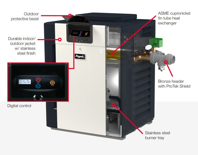 Raypak Professional Series Digital B-R268-EP-X #57 266k BTU Propane Cupronickel Pool Heater
