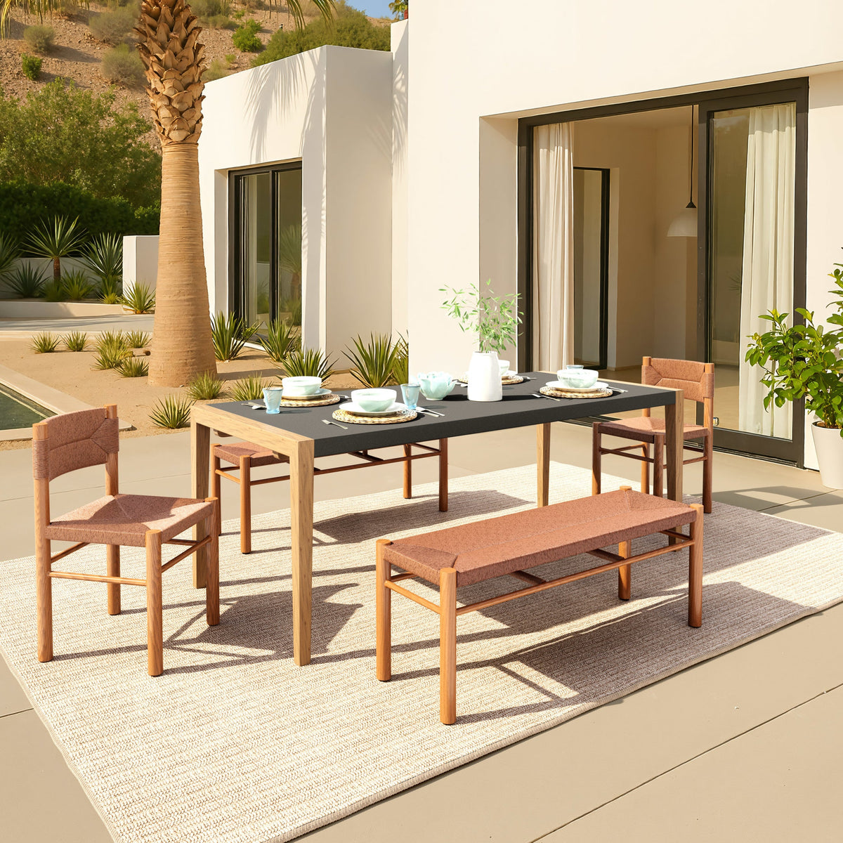 Kata Outdoor Patio Dining Table, Gray