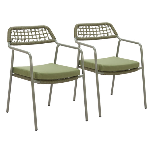 Rio Outdoor Patio Dining Chair, Set of 2, Green