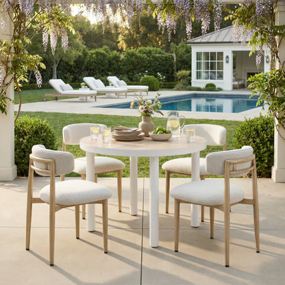 Bege Outdoor Patio Dining Chair, White