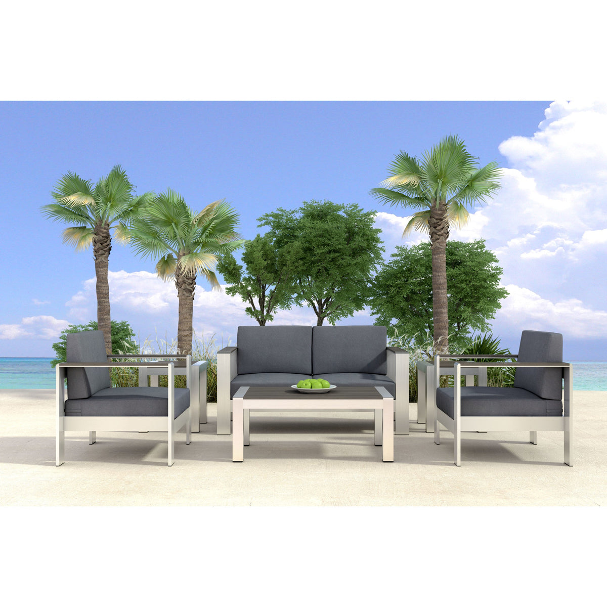 Cosmopolitan Outdoor Patio Sofa, Dark Gray