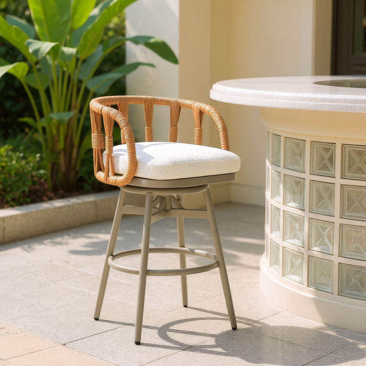 Safal Outdoor Patio Swivel Barstool, Multicolor