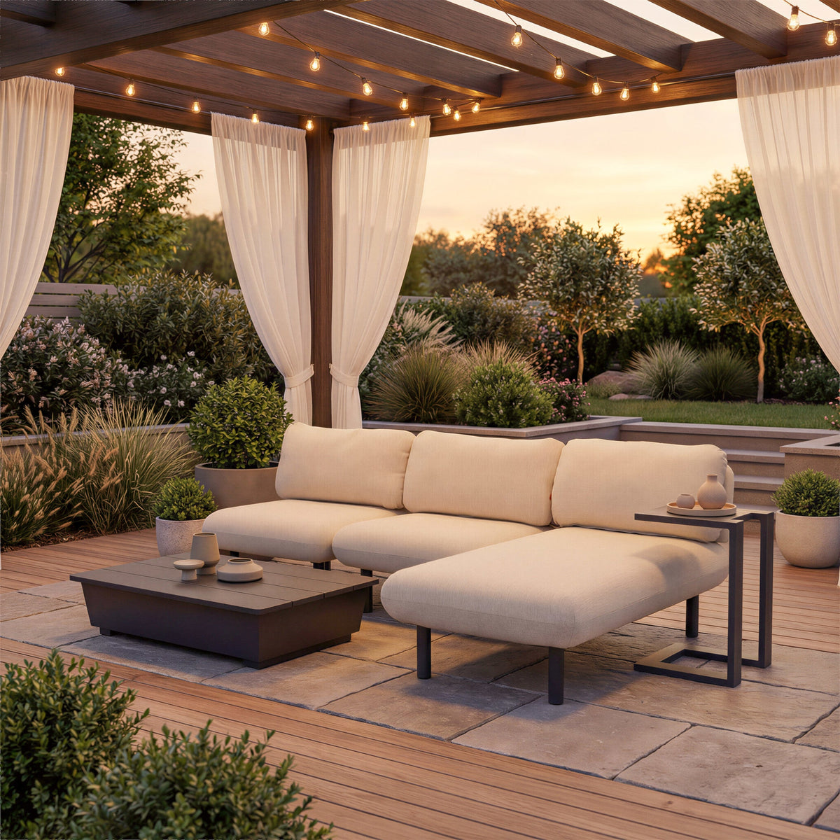 Aperto Outdoor Patio Accent Chair, Beige