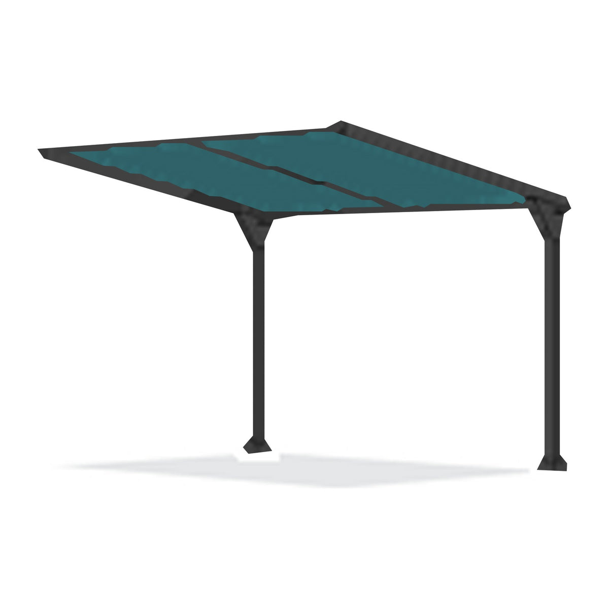 Tara Shade DeLux cantilever shade with a Bottle Green canopy on two posts, shown on a white background