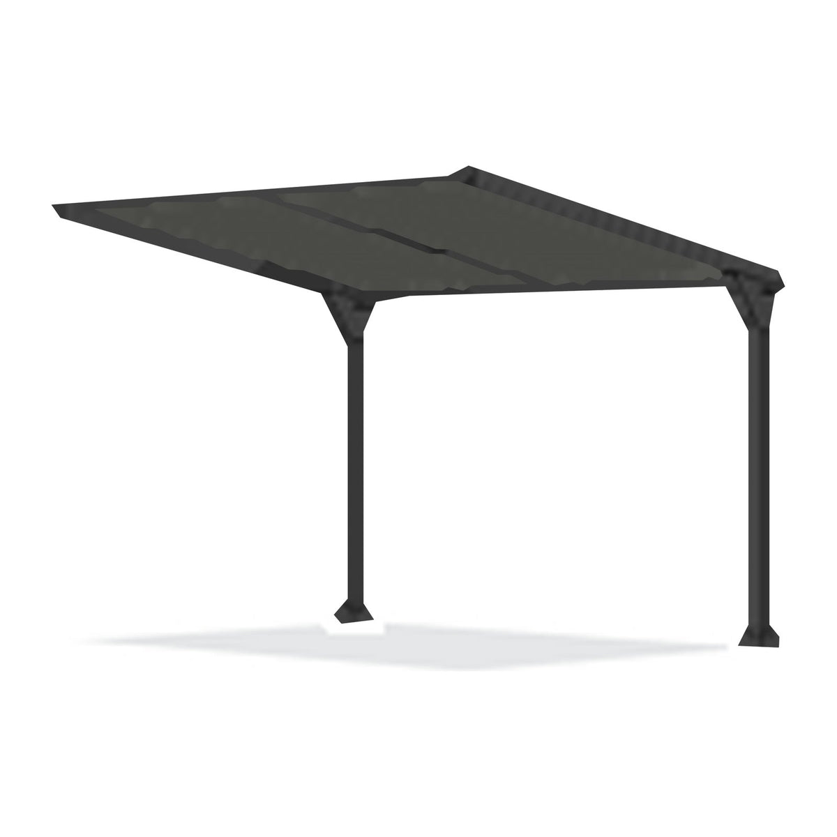 Tara Shade DeLux cantilever shade with a Graphite Gray canopy on two posts, shown on a white background