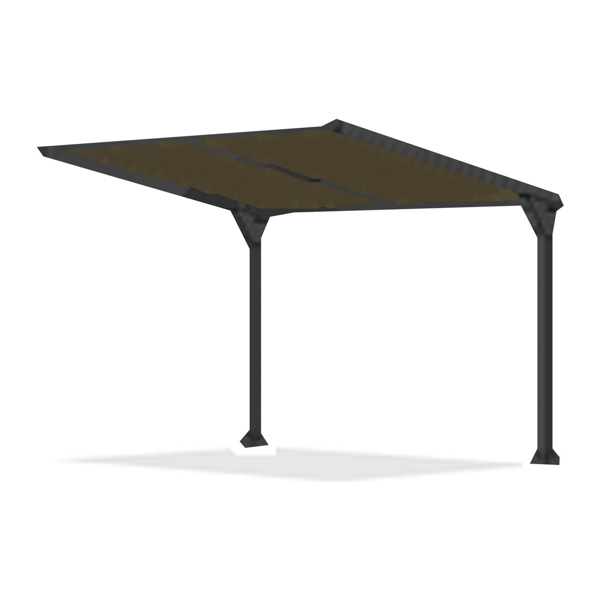 Tara Shade DeLux cantilever shade with a Hazelnut canopy on two posts, shown on a white background