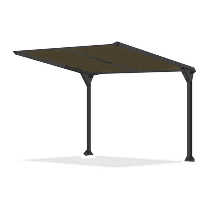 Tara Shade DeLux cantilever shade with a Hazelnut canopy on two posts, shown on a white background