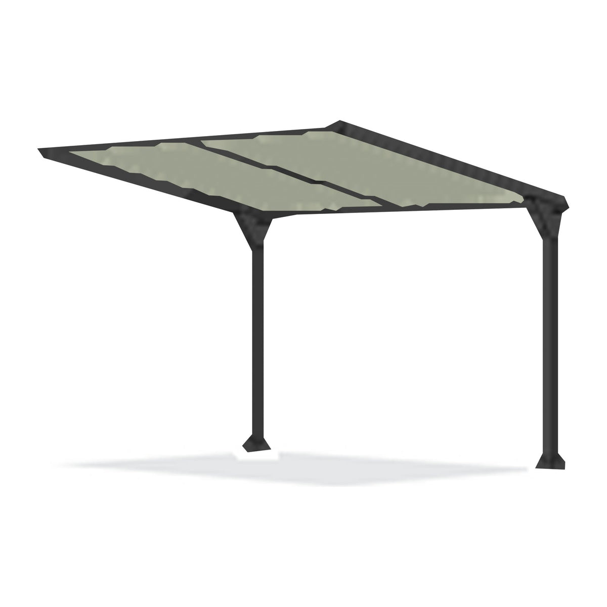 Tara Shade DeLux cantilever shade with a Latte canopy on two posts, shown on a white background