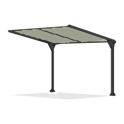 Tara Shade DeLux cantilever shade with a Latte canopy on two posts, shown on a white background