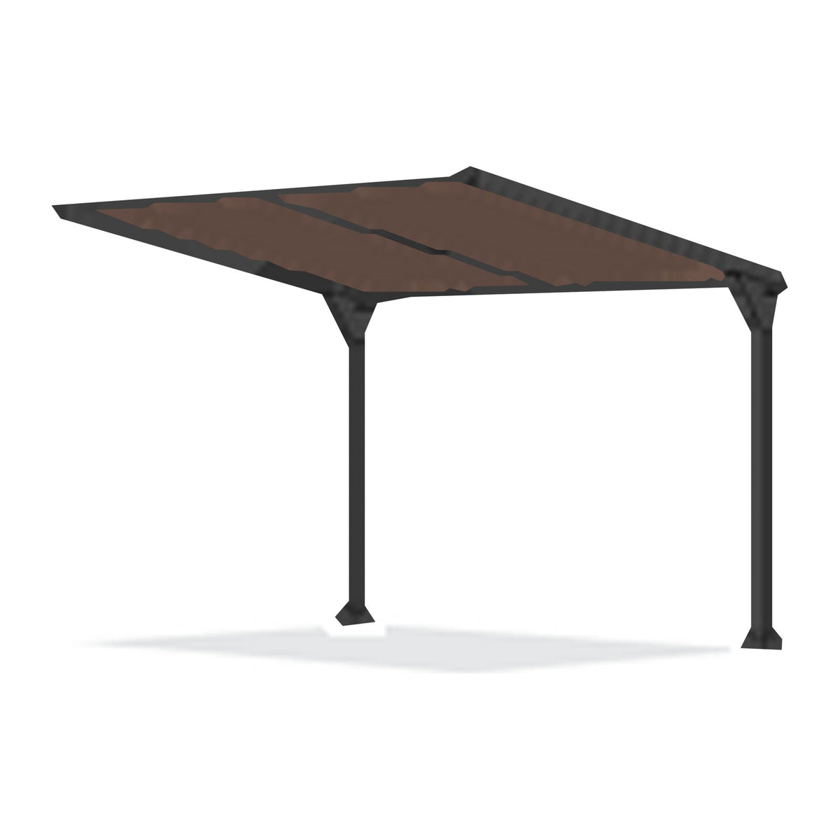 Tara Shade DeLux cantilever shade with a Mocha canopy on two posts, shown on a white background