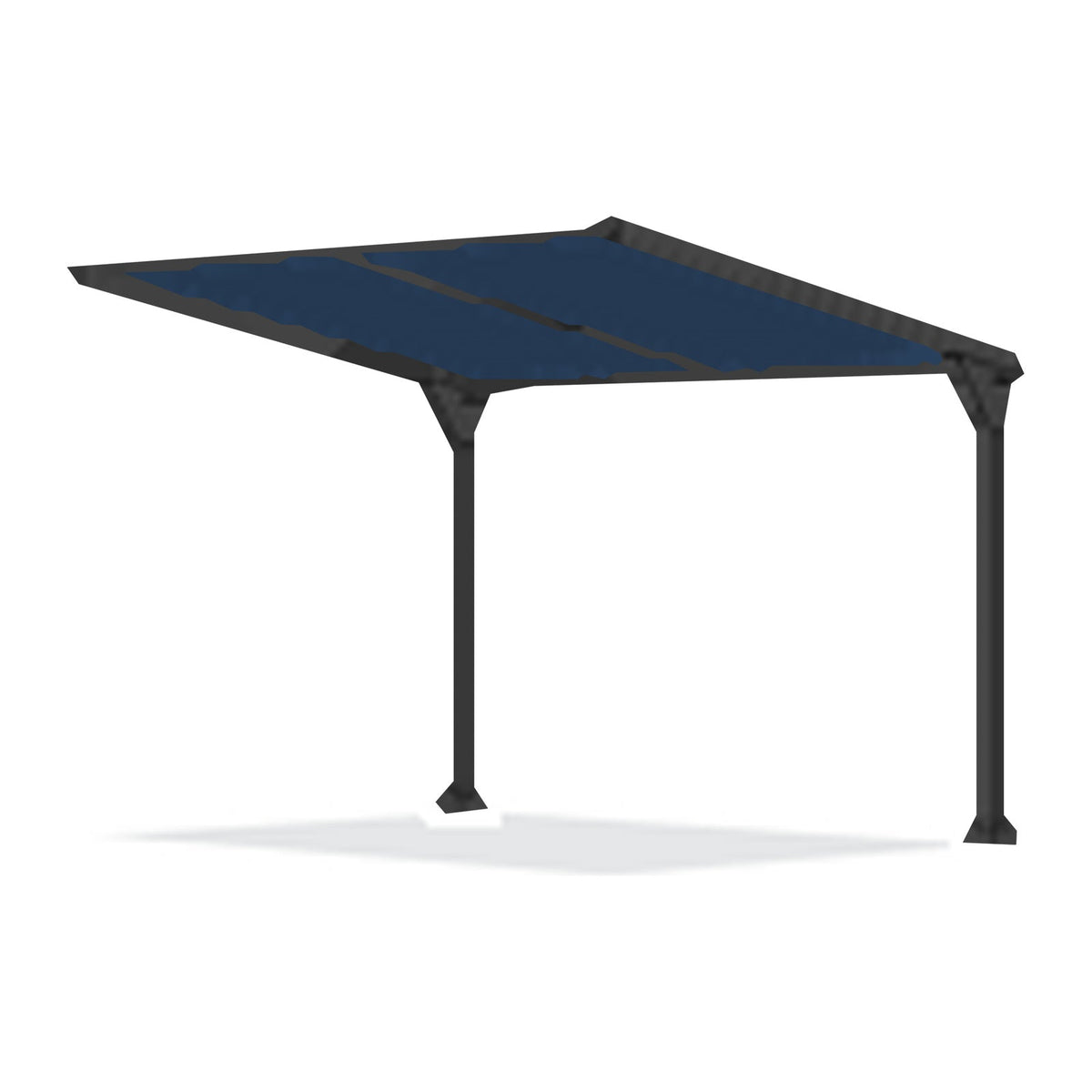 Tara Shade DeLux cantilever shade with a Navy canopy on two posts, shown on a white background