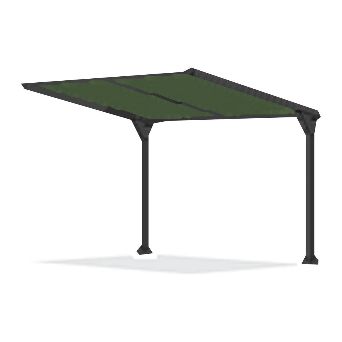 Tara Shade DeLux cantilever shade with an Olive canopy on two posts, shown on a white background