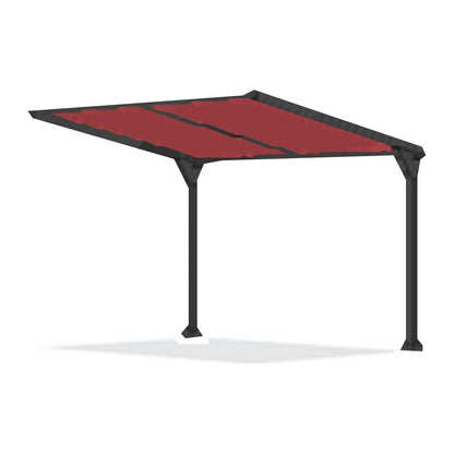 Tara Shade DeLux cantilever shade with a Paprika canopy on two posts, shown on a white background