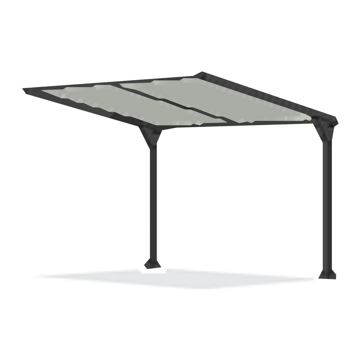 Tara Shade DeLux cantilever shade with a Pearl Onyx canopy on two posts, shown on a white background