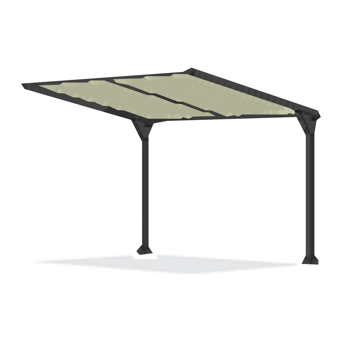 Tara Shade DeLux cantilever shade with a Pistachio canopy on two posts, shown on a white background