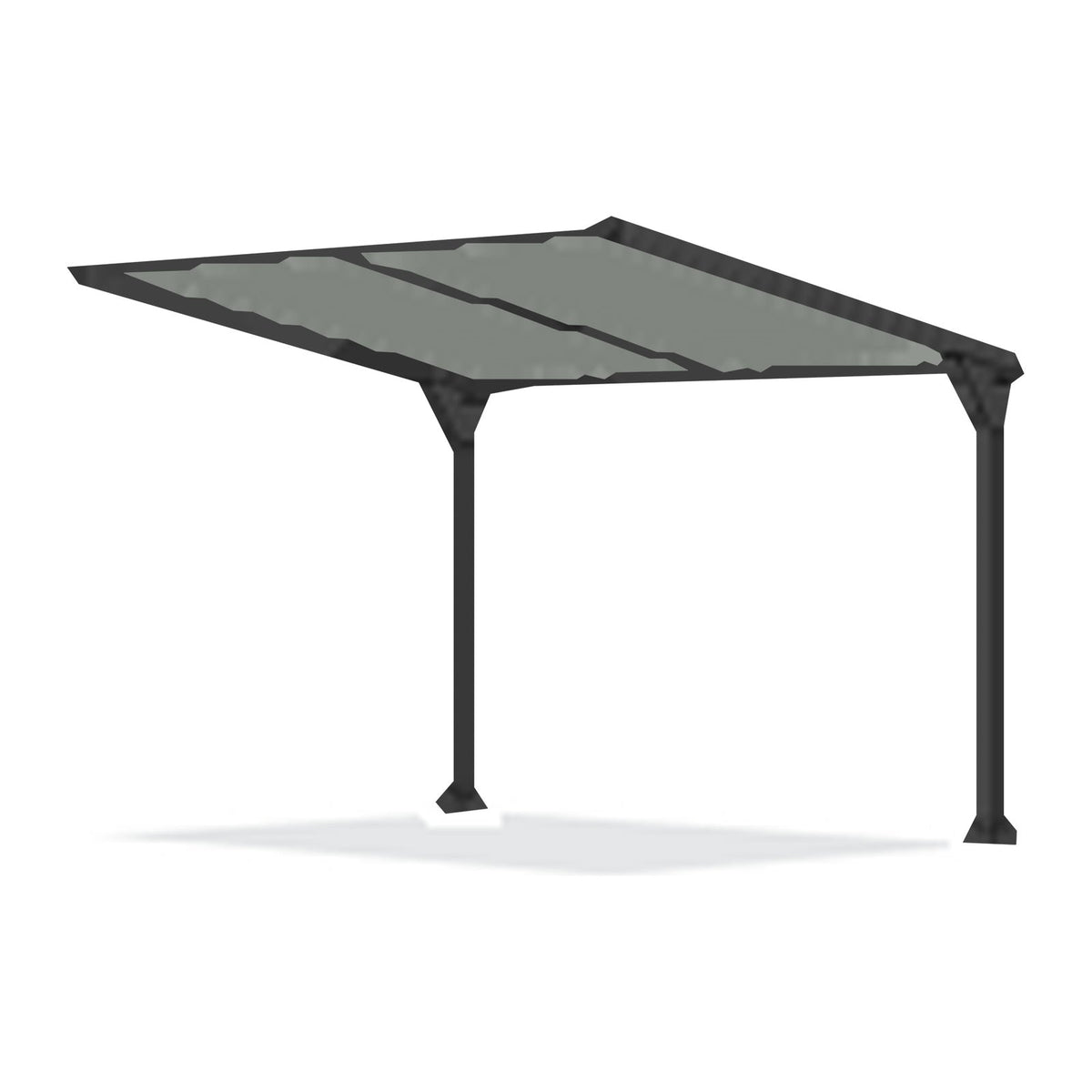 Tara Shade DeLux cantilever shade with a Silver canopy on two posts, shown on a white background