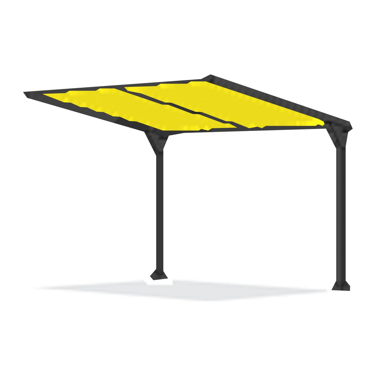 Tara Shade DeLux cantilever shade with a Sunflower canopy on two posts, shown on a white background
