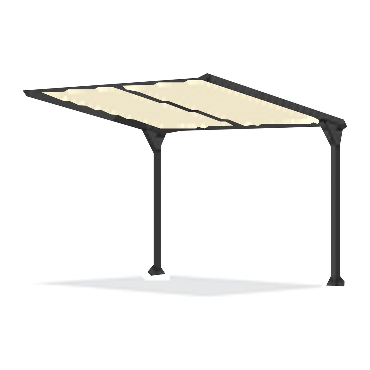 Tara Shade DeLux cantilever shade with a Vanilla canopy on two posts, shown on a white background