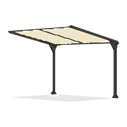 Tara Shade DeLux cantilever shade with a Vanilla canopy on two posts, shown on a white background