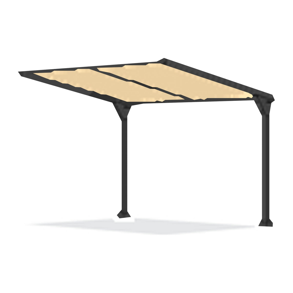 Tara Shade DeLux cantilever shade with a Wheat canopy on two posts, shown on a white background