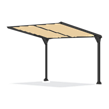Tara Shade DeLux cantilever shade with a Wheat canopy on two posts, shown on a white background