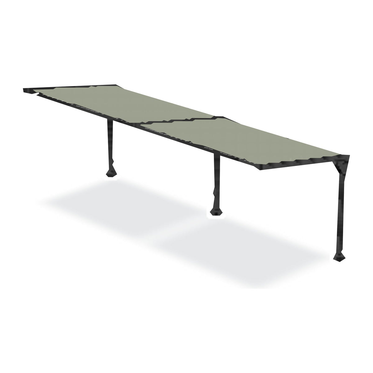 Tara Shade DeLux cantilever shade run out to two bays on three posts with a Latte canopy, shown on a white background